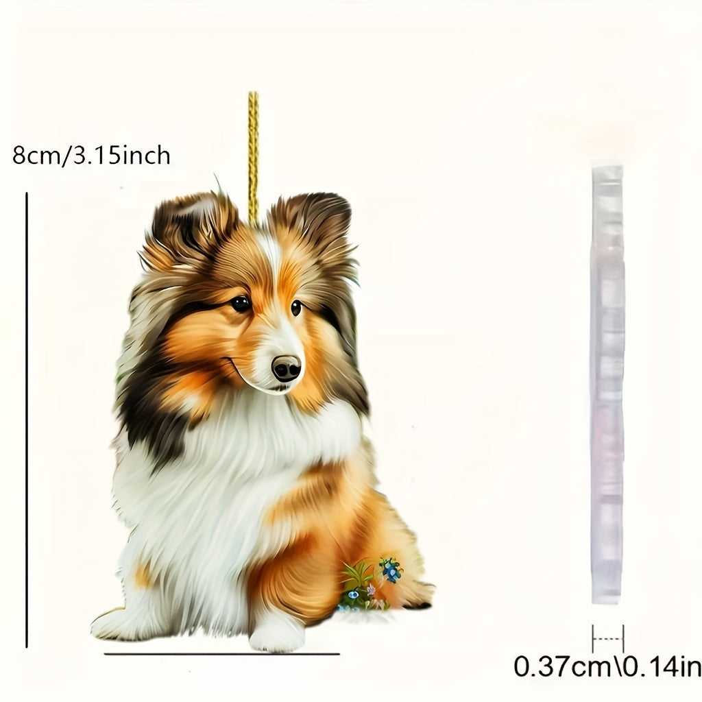 1pc 2D Flat Acrylic Shetland Sheepdog Hanging Ornament, Double-Sided Design, Multi-Purpose for Bag Pendant, Keychain, Party Favor, Valentine's Day & New Year Decor, Thoughtful Small Gift