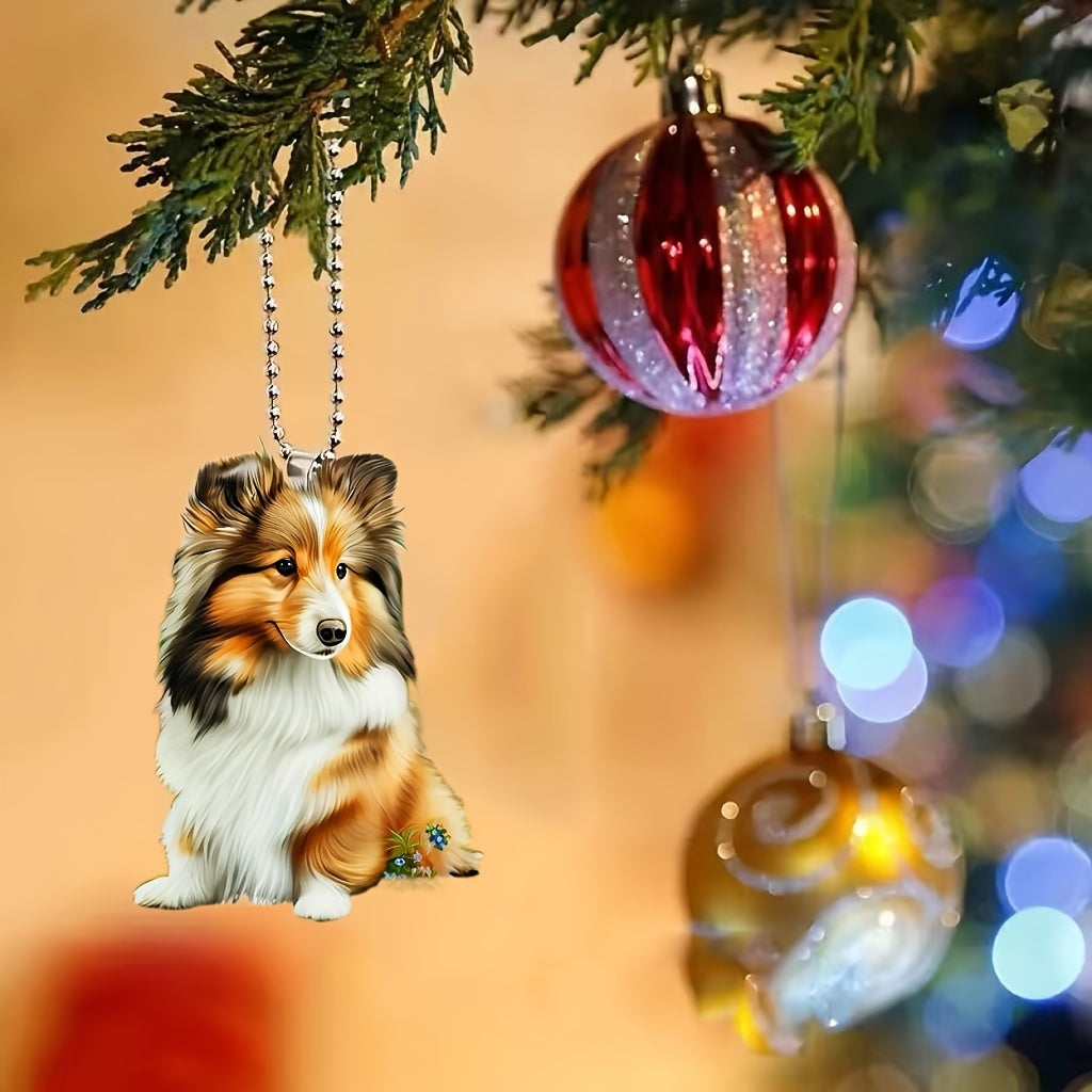 1pc 2D Flat Acrylic Shetland Sheepdog Hanging Ornament, Double-Sided Design, Multi-Purpose for Bag Pendant, Keychain, Party Favor, Valentine's Day & New Year Decor, Thoughtful Small Gift