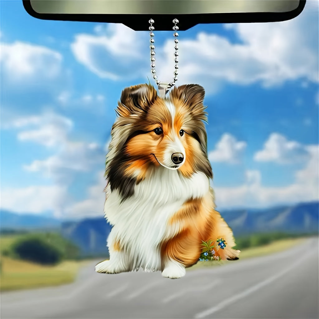 1pc 2D Flat Acrylic Shetland Sheepdog Hanging Ornament, Double-Sided Design, Multi-Purpose for Bag Pendant, Keychain, Party Favor, Valentine's Day & New Year Decor, Thoughtful Small Gift